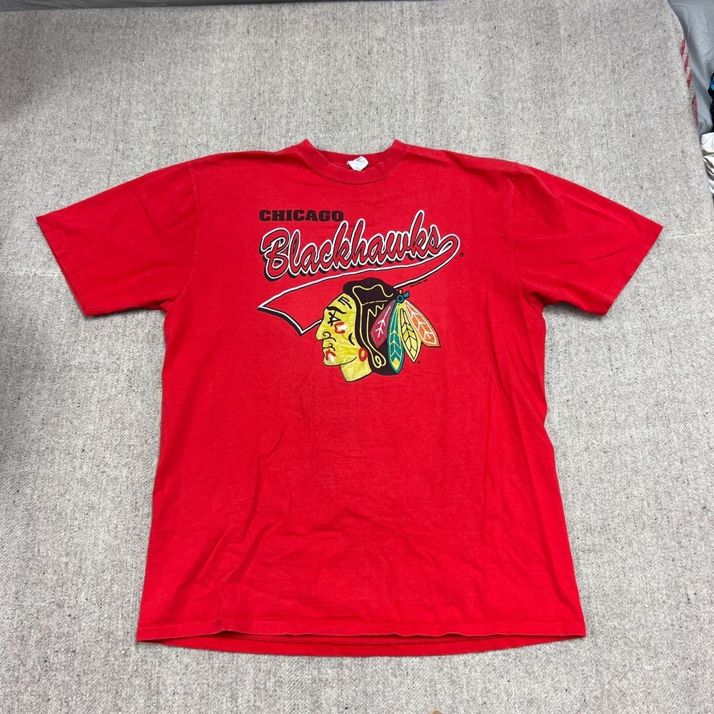 Vintage Chicago Blackhawks Shirt Mens XL Red 1990s NHL Hockey